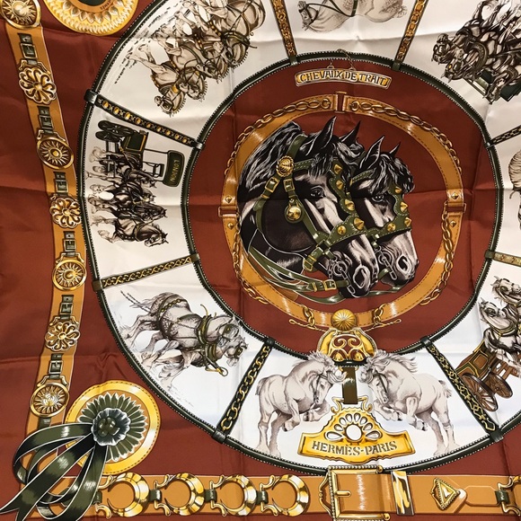 HERMES Carre90 CHEVAUX DE TRAIT Silk Scarf 😍🐴🐎🔥 - Picture 8 of 17